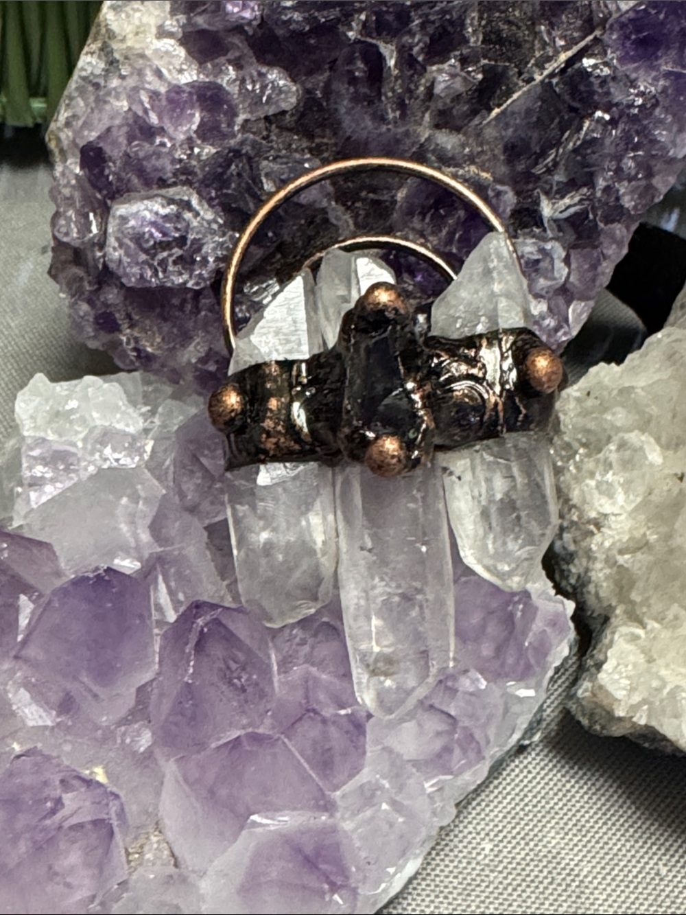 Handcrafted Copper Clear Quartz Pendant